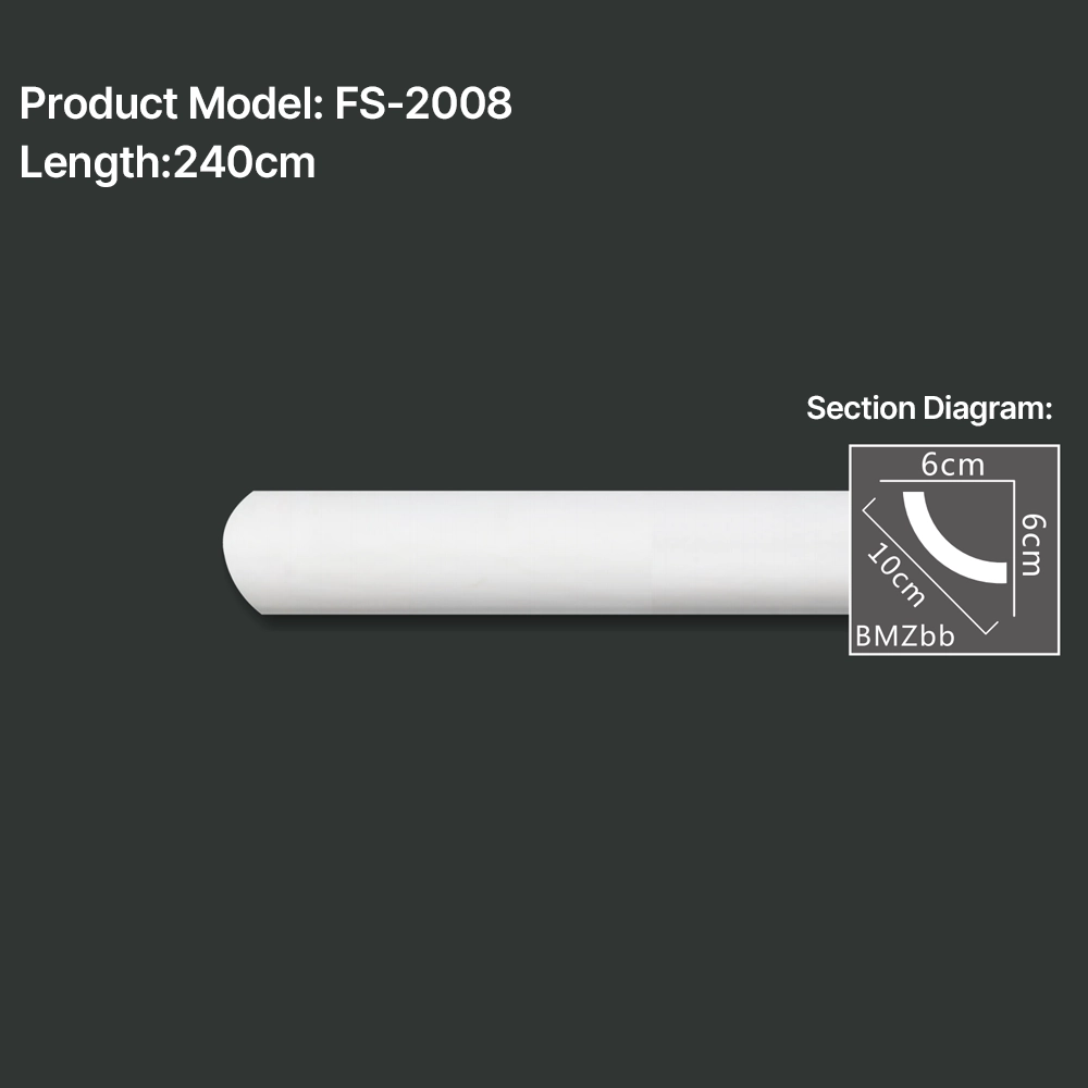 FS-2008 PU plain cornice moulding for ceiling corner and wall decoration