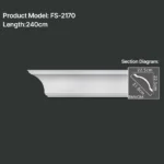 FS-2170 PU plain cornice moulding for ceiling corner and wall decoration