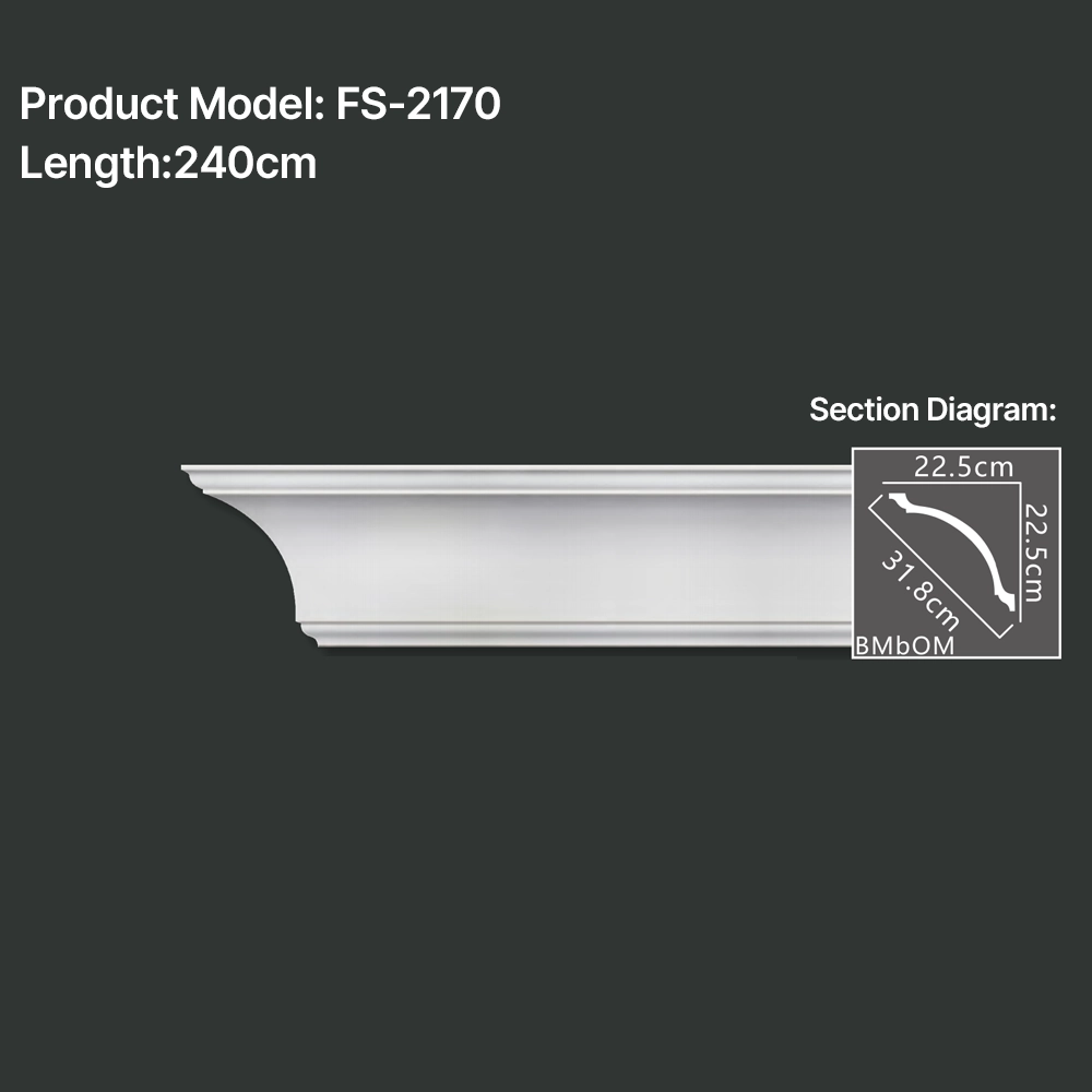 FS-2170 PU plain cornice moulding for ceiling corner and wall decoration