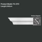 FS-2172 PU plain cornice moulding for ceiling corner and wall decoration