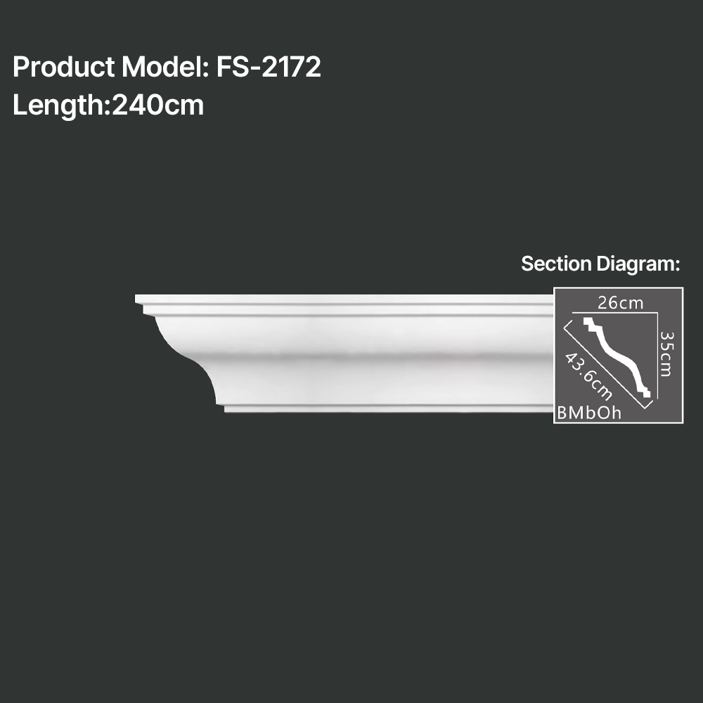 FS-2172 PU plain cornice moulding for ceiling corner and wall decoration