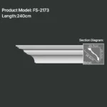 FS-2173 PU plain cornice moulding for ceiling corner and wall decoration