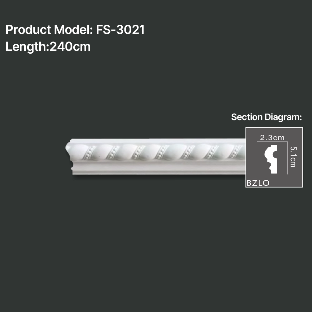 FS-3021 PU carved chair rail moulding for wall panel and interior decoration