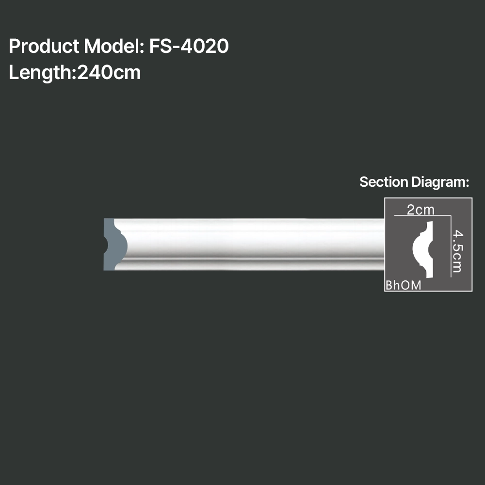 FS-4020 PU Plain Chair Rail Moulding