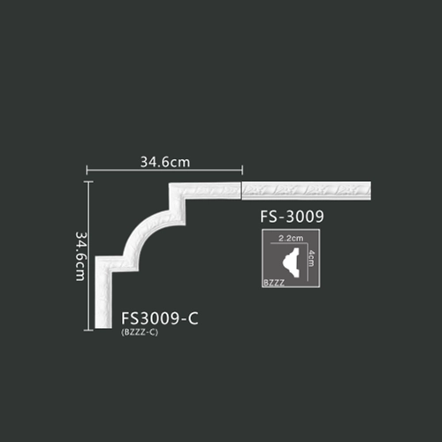 FS3009-C PU one-piece corner ornament for wall frame decoration