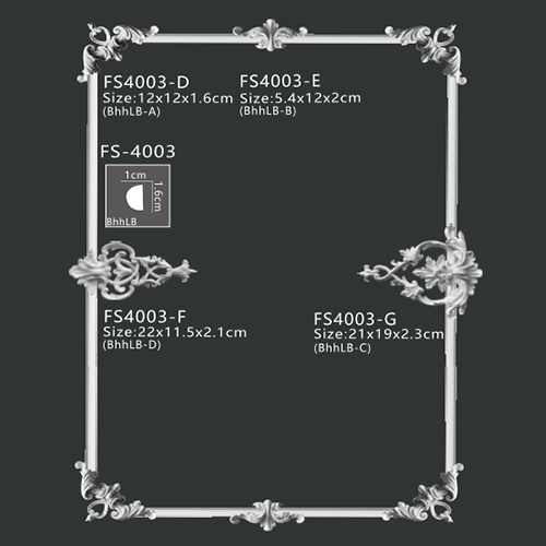 FS4003 PU one-piece corner ornament for wall frame decoration