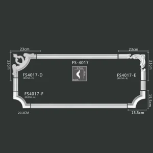 FS4017-E D F PU one-piece corner ornament for wall frame decoration