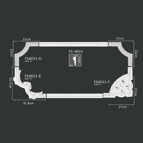 FS4033-E D F PU one-piece corner ornament for wall frame decoration